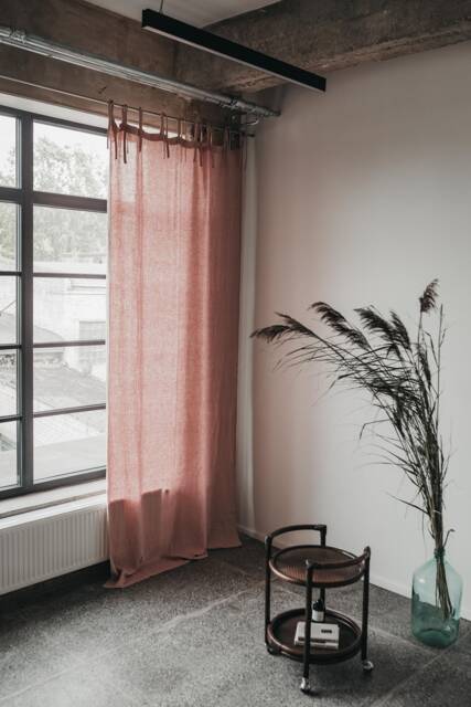 Linen Curtain Blush Pink Color - Window Drape With Ties Bedroom Linen - image 1