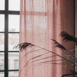 Linen Curtain Blush Pink Color - Window Drape With Ties Bedroom Linen - thumbnail 2