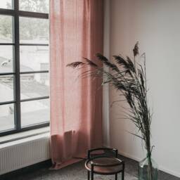 Linen Curtain Blush Pink Color - Window Drape With Ties Bedroom Linen - thumbnail 3