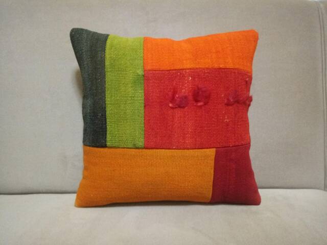 Patchwork Kilim Pillow 16 X16 Inches Wonderful Color Kilim Pillow Rug Wool Handmade - image 1