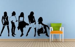 Five Fashion Models Girls Females Women Runway Clothes Accessories Jewelry Wall Or Car Vinyl Peal & Stick Removable Sticker Decal L1389 - thumbnail 1