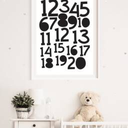 Monochrome Numbers Print, Playroom Prints, Wall Art, Poster, Educational Nursery Kids Art - thumbnail 2