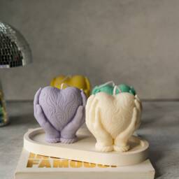 Hands Holding Heart Soy Wax Candle Vegan Home Decor - thumbnail 2