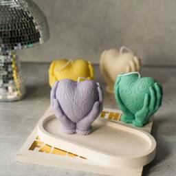 Hands Holding Heart Soy Wax Candle Vegan Home Decor - thumbnail 3