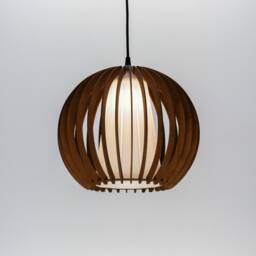 Brown Orb Glass Lampshade, Wood Ceiling Light, Scandinavian Pendant, Brada, Lamp, Plywood Chandelier, Pendant Light - thumbnail 2