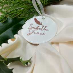Christmas Memorial Bauble, Ceramic, Glass Feather Tree Ornament, Baby Loss, Miscarriage, Stillborn Keepsake Gift - thumbnail 2