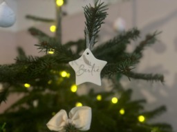 Christmas Memorial Bauble, Ceramic, Glass Feather Tree Ornament, Baby Loss, Miscarriage, Stillborn Keepsake Gift