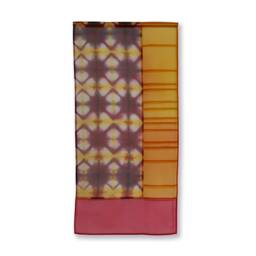 Orange Purple Silk Organza Pojagi Shibori Korean Wall Hanging - thumbnail 2