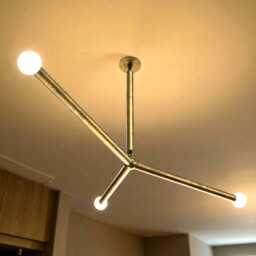 Mid Century Modern Brass Pendant Light Living Room Entry Way Farmhouse Chandelier