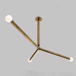 Mid Century Modern Brass Pendant Light Living Room Entry Way Farmhouse Chandelier - thumbnail 3