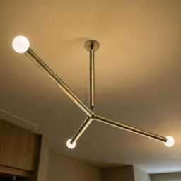 Mid Century Modern Brass Pendant Light Living Room Entry Way Farmhouse Chandelier - thumbnail 2