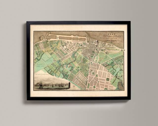Old Map Of Leith - Fine Art Print Vintage Town Survey in Leith, Edinburgh. Nr. Newhaven, Trinity, Portobello, The Shore, Lothian From 1822 - image 1