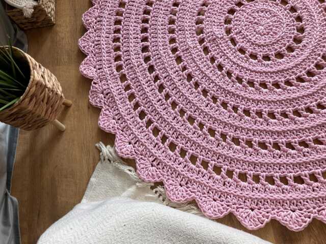 Custom Size Round Rug - Crochet Cotton Carpet, Handmade To Order - image 1