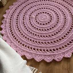 Custom Size Round Rug - Crochet Cotton Carpet, Handmade To Order - thumbnail 3