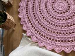 Custom Size Round Rug - Crochet Cotton Carpet, Handmade To Order - thumbnail 1