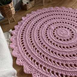 Custom Size Round Rug - Crochet Cotton Carpet, Handmade To Order - thumbnail 2