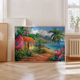 Caribbean Travel Poster Tropical Island Beach Wall Art - thumbnail 2