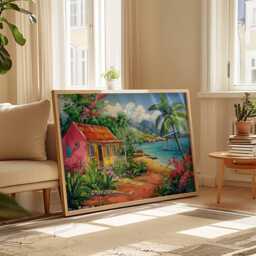 Caribbean Travel Poster Tropical Island Beach Wall Art - thumbnail 3