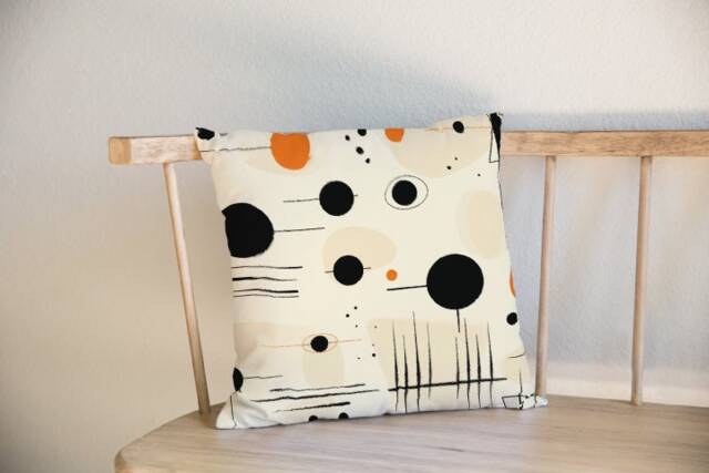 Mid Century Modern Abstract Lamp Shade Orange Lamp Home Decor Black Lampshade Table - image 1
