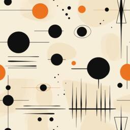 Mid Century Modern Abstract Lamp Shade Orange Lamp Home Decor Black Lampshade Table - thumbnail 2