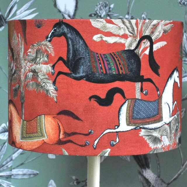 Handmade Arabian Horse Lampshade Terracotta Cotton Table/Ceiling Light - image 1