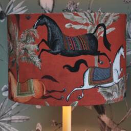 Handmade Arabian Horse Lampshade Terracotta Cotton Table/Ceiling Light - thumbnail 4