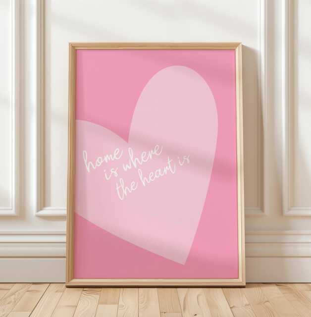 Pink Heart Wall Print Trendy Girly Coquette Art - image 1