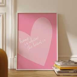 Pink Heart Wall Print Trendy Girly Coquette Art - thumbnail 3