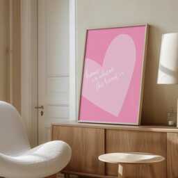 Pink Heart Wall Print Trendy Girly Coquette Art - thumbnail 2