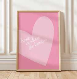 Pink Heart Wall Print Trendy Girly Coquette Art - thumbnail 1