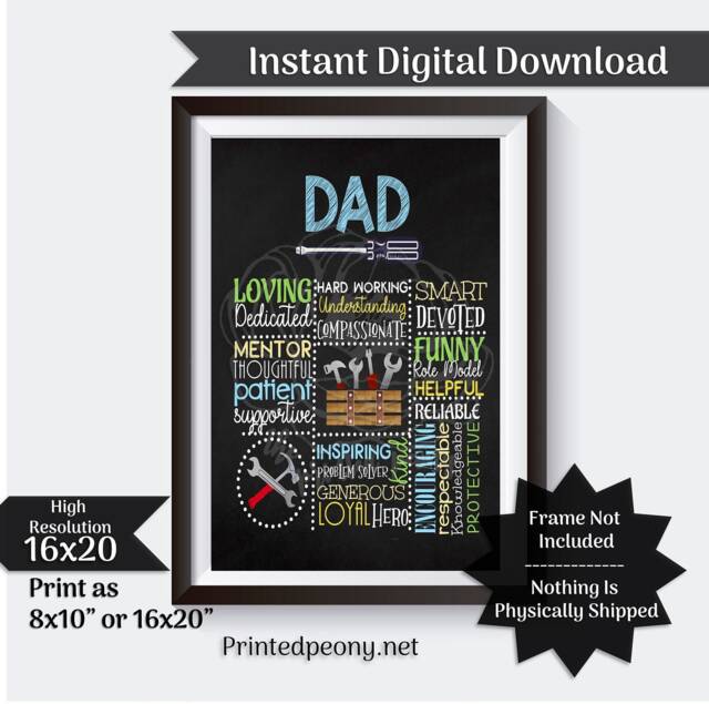 Dad Wall Art Tools Gift For Father's Day Subway Repairman Mechanic Printable Instant Download - image 1