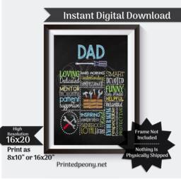 Dad Wall Art Tools Gift For Father's Day Subway Repairman Mechanic Printable Instant Download - thumbnail 1