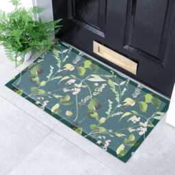 Watercolor Leaves Doormat Recycled PVC, Anti-Slip Indoor Outdoor Mat - 70x40cm - thumbnail 1