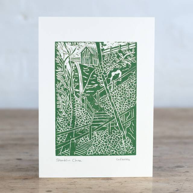 Shanklin Chine Print, Isle Of Wight. Handprinted Linocut, Handmade. First Class Post - image 1