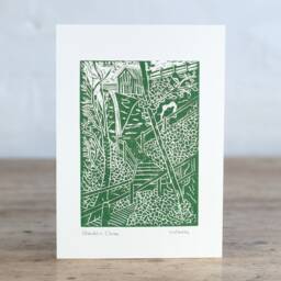 Shanklin Chine Print, Isle Of Wight. Handprinted Linocut, Handmade. First Class Post - thumbnail 1
