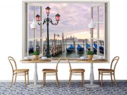 3D Wall Sticker Window Sunset On The Grand Canal in Venice/Self-Adhesive Vinyl Decal Poster Mural Wallpaper - thumbnail 1