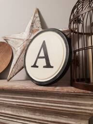 15cm Round Letter A Sign, Monogram, Initial, Wall Art, Home Decor, Rustic Letters, All Letters Available, Inc Ampersand, Typewriter Style - thumbnail 1