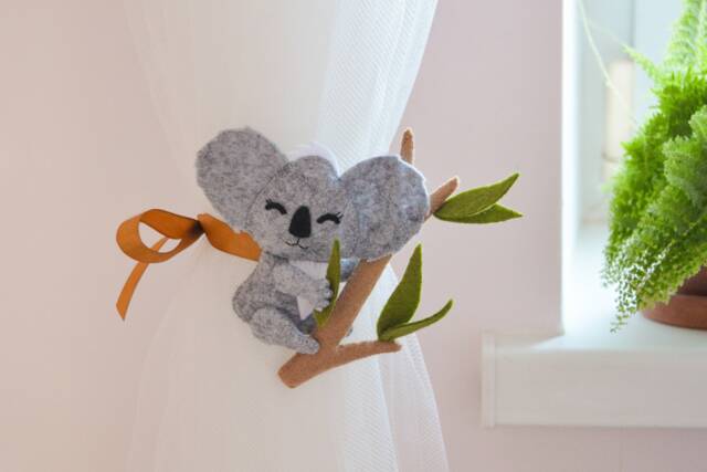 Curtain Tie Back With Koala On Eucalyptus Newborn Nursery Decor Australian Animals Koala For Baby Room Tropical - image 1