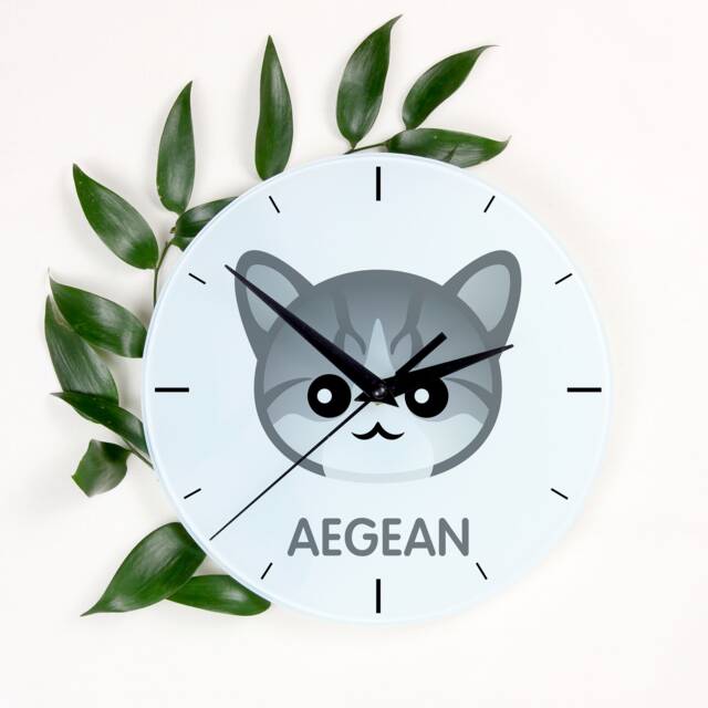 A Clock With A Aegean Cat. New Collection The Cute Art-Dog Cat - image 1