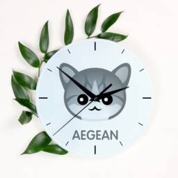 A Clock With A Aegean Cat. New Collection The Cute Art-Dog Cat