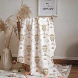 Hot Air Balloons - Wicker Rainbows, Sherpa Fleece Blanket, Decor, Kids Bedding, Children's Room, Blanket - thumbnail 2