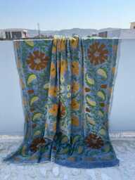 Luxury Velvet Suzani Quilt - Handmade Traditional Boho Bedding - thumbnail 1