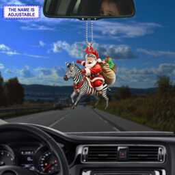 Santa Riding Zebra Acrylic 2D Flat Christmas Ornament, Festive Tree Hanging Holiday Decoration, Unique Zebra Gift - thumbnail 3