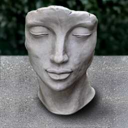 Large Face Sculpture Outdoor Statue Concrete Head Figurine Stone Modern Decoration Face Lover Gift Yard Art Handmade Lover - thumbnail 1