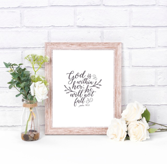 God Is Within Her... - Psalm 465 Wall Art Instant Digital Download Printable Word Art, Vertical