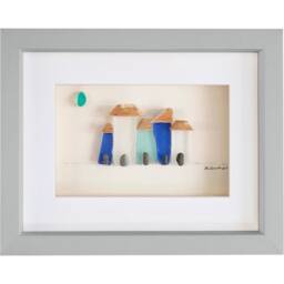 Pebble Art & Sea Glass Picture - Framed Handmade Quirky Cottages - thumbnail 3