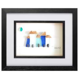 Pebble Art & Sea Glass Picture - Framed Handmade Quirky Cottages - thumbnail 2