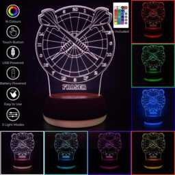 Personalised Dart Board Led Night Light, Gifts For Him, Dad Gift, Darts Lights, Bedroom Light - thumbnail 2