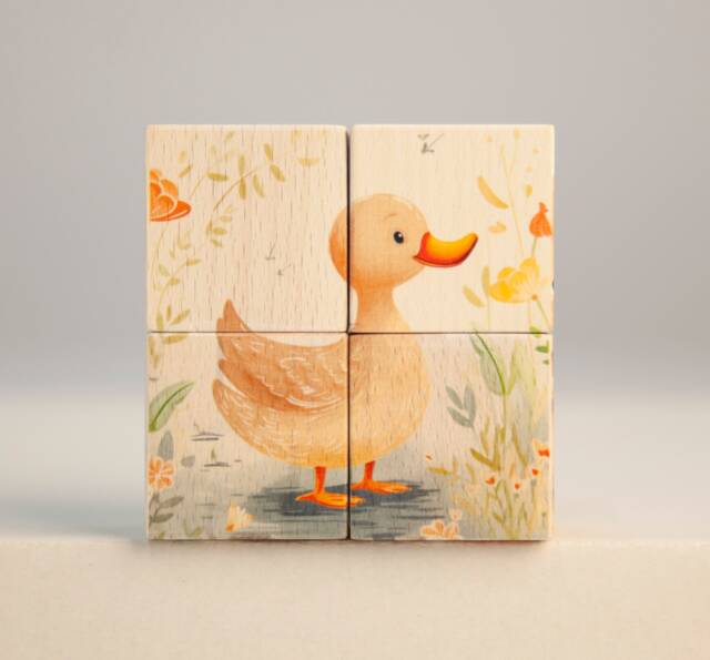Wooden Stacking Blocks, Baby Toy Cube, Toddler Educational Puzzle - image 1