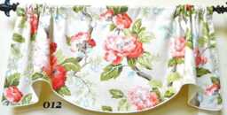Osanna-Coral By Charlotte Moss Floral Pattern Window Valance Corded Lined Rod Pocket Scalloped Made To Order - thumbnail 1